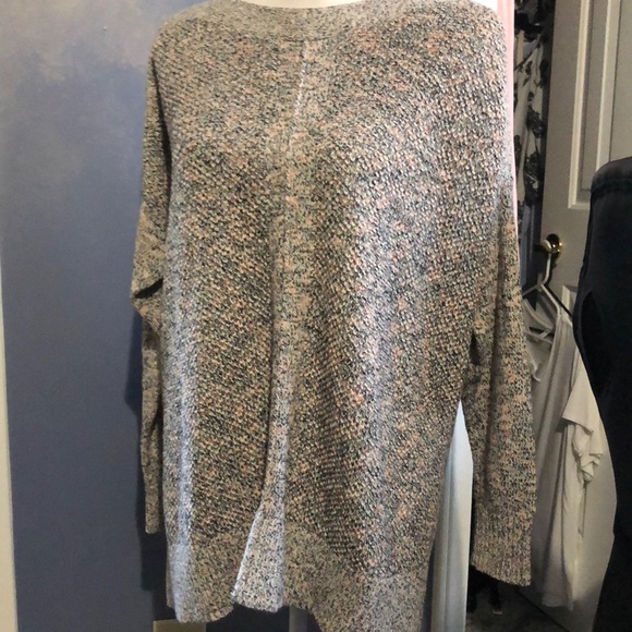 NWOT Loft boat neck, drop shoulder red/black/white oversized sweater - Picture 1 of 8